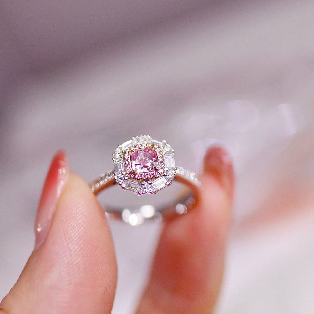 Gia Certified 14k Gold 0.95 Ctw Natural Pink Diamond & Diamond Ring - 3