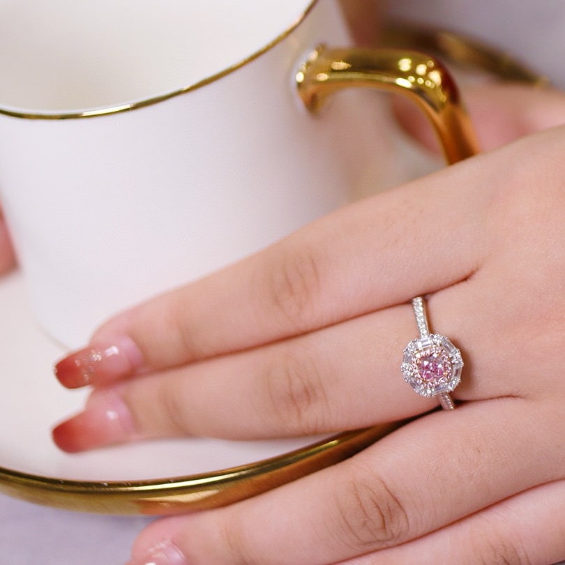 Gia Certified 14k Gold 0.95 Ctw Natural Pink Diamond & Diamond Ring - 4