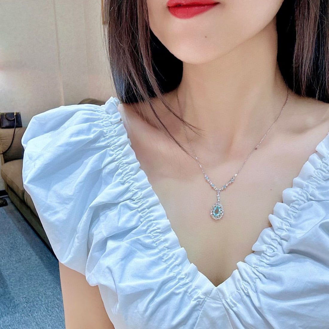 14k Gold 1.95 Ctw Natural Paraiba Tourmaline & Diamond Necklace - 4