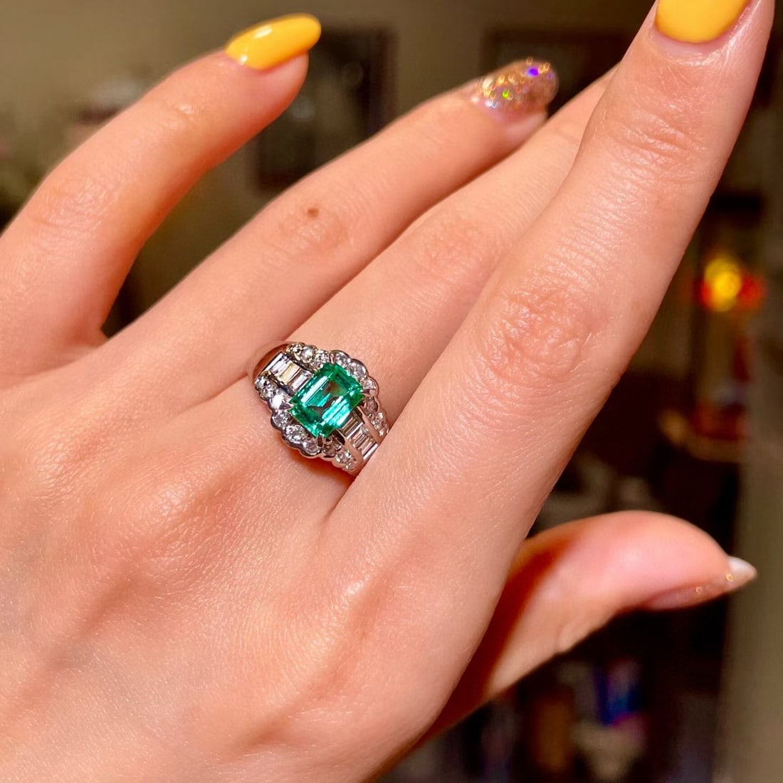 14k Gold 1.70 Ctw Natural Emerald & Diamond Ring - 4