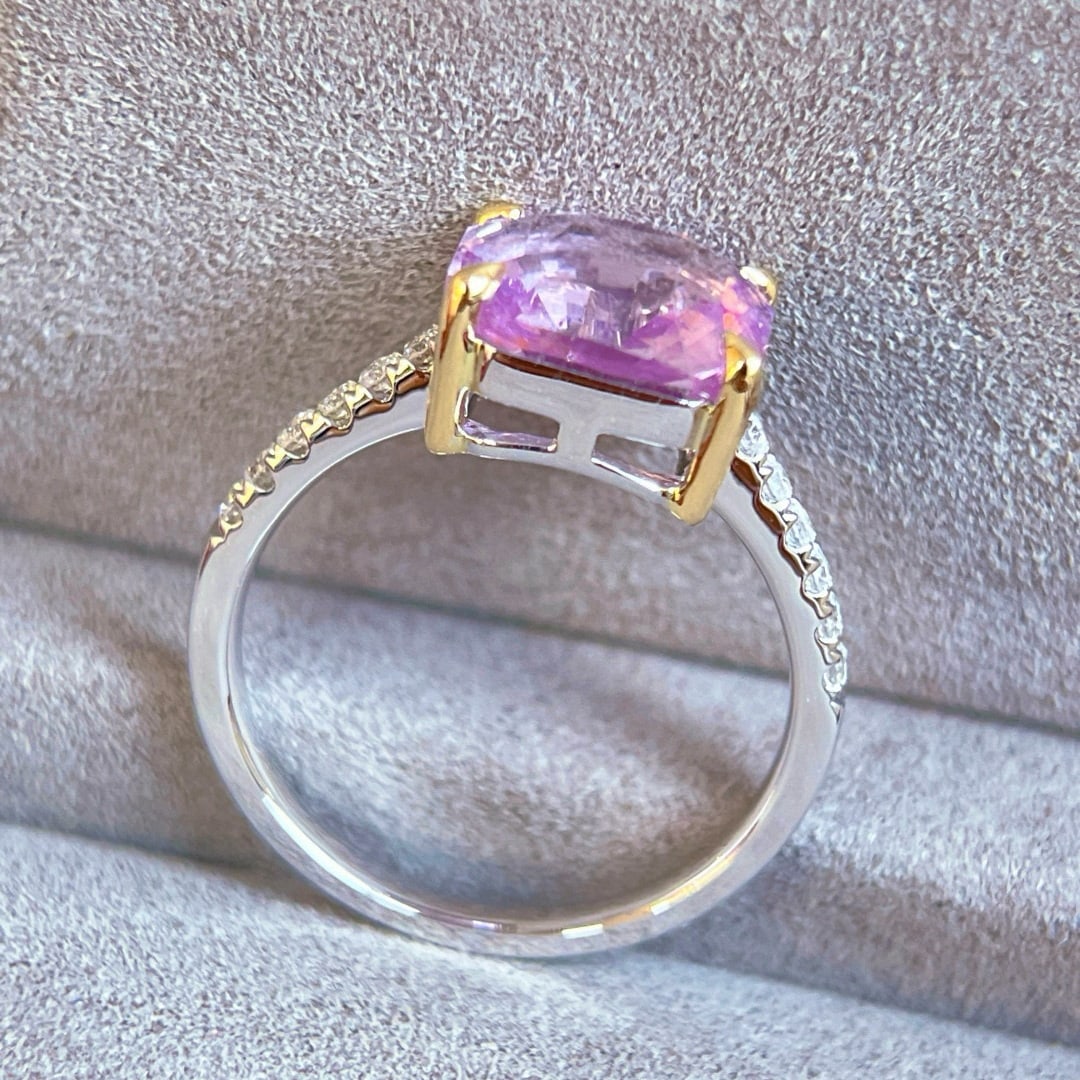 14k Gold 4.20 Ctw Natural Padparadscha Sapphire & Diamond Ring - 2