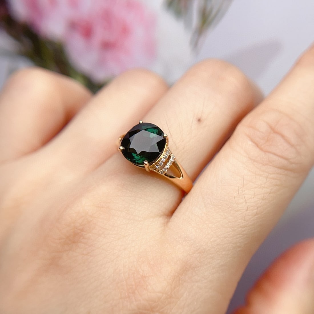 14k Gold 3.43 Ctw Natural Tourmaline & Diamond Ring - 4
