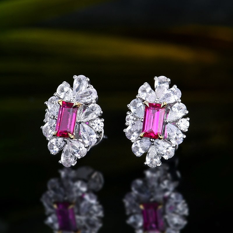 14k Gold 0.65 Ct Natural Ruby & Sapphire Earrings - 2