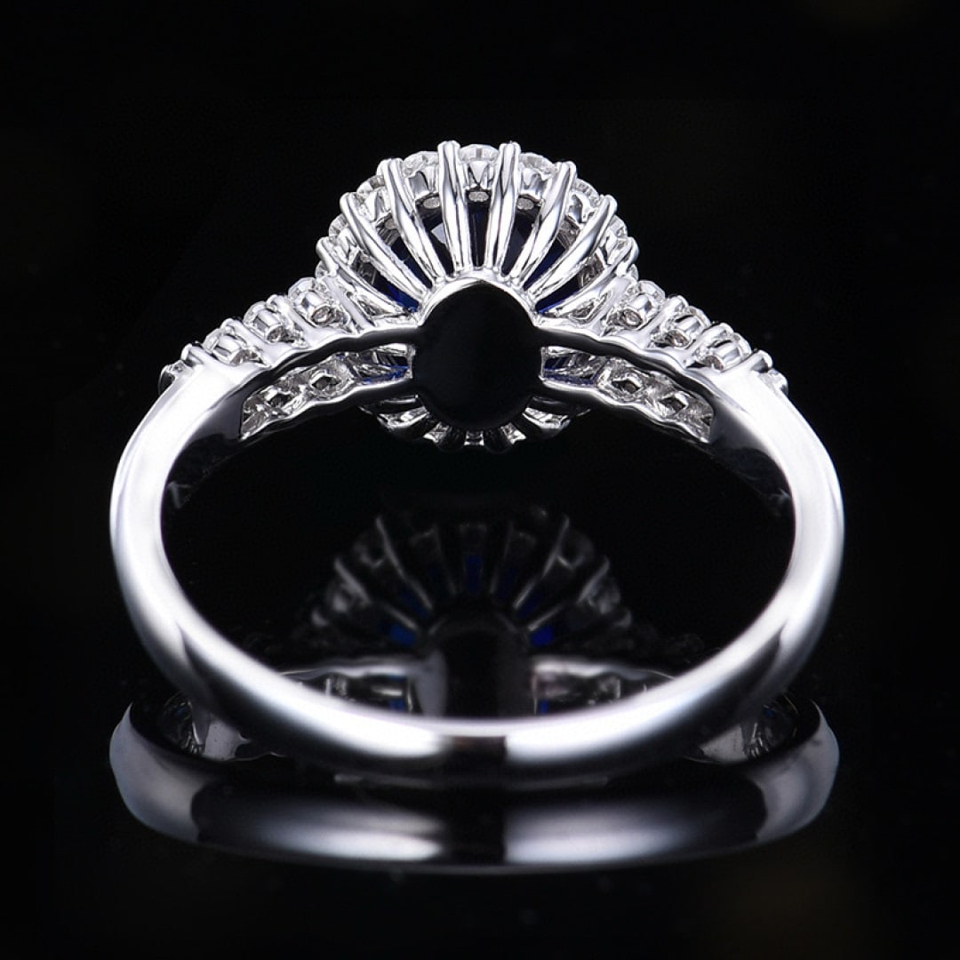 14k Gold 2.06 Ctw Vivid Blue Natural Sapphire & Diamond Ring - 4