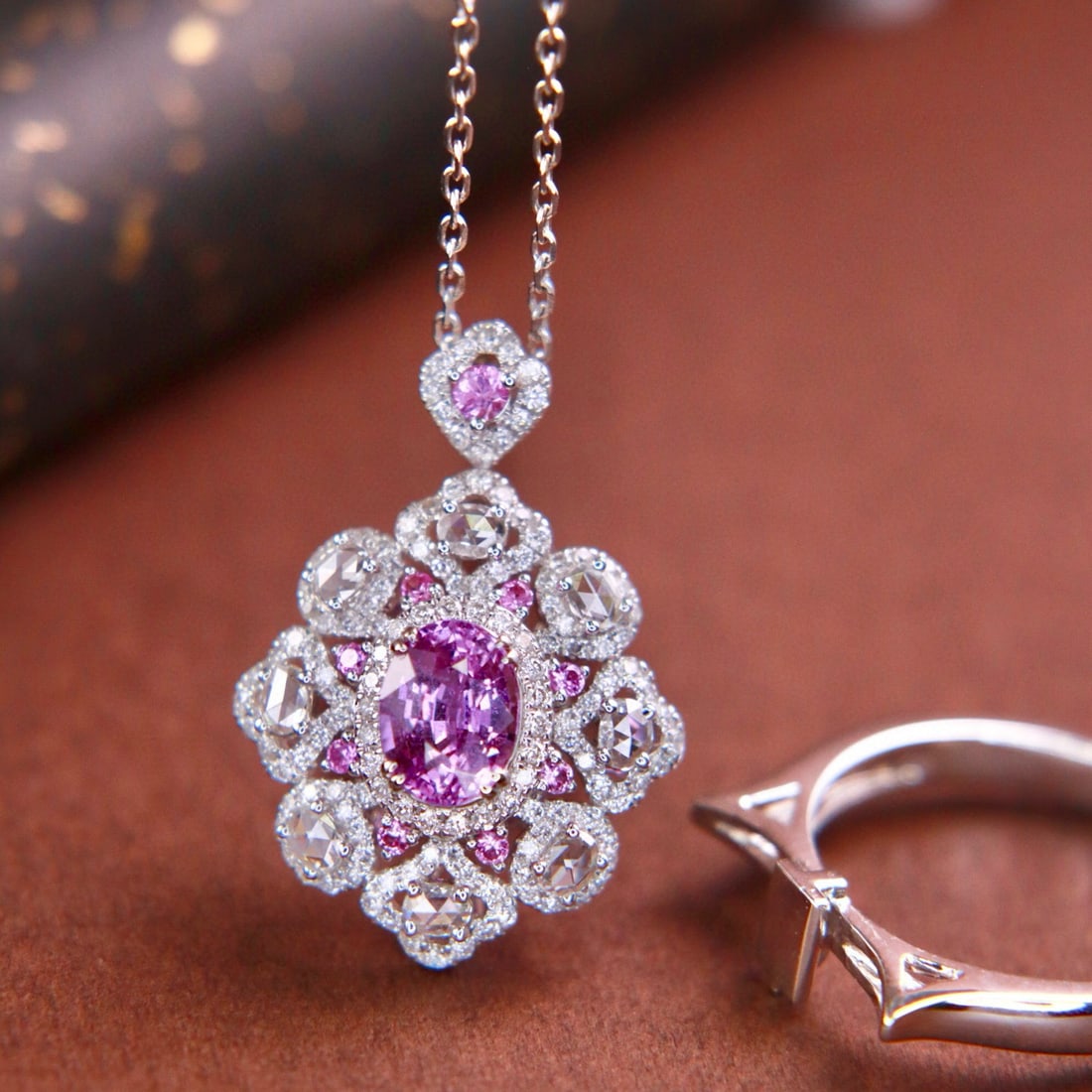 14k Gold 2.07 Ctw Natural Sapphire & Diamond Ring/pendant( Without Chain ) - 4