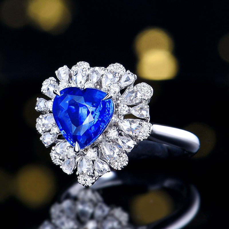 14k Gold 3.22 Ctw Natural Sapphire & Diamond Ring/pendant( Without Chain ) - 2