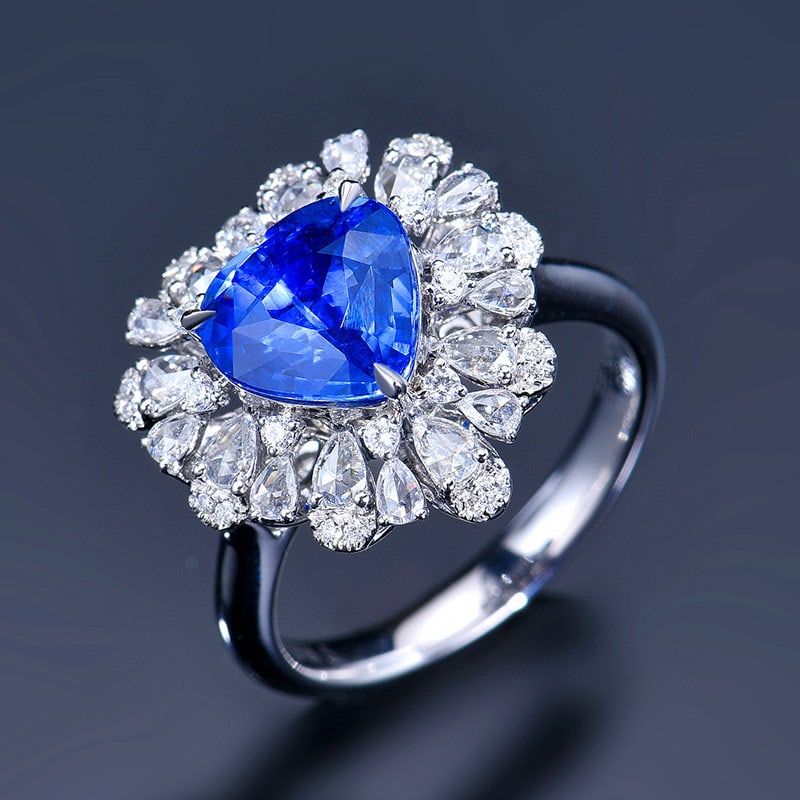 14k Gold 3.22 Ctw Natural Sapphire & Diamond Ring/pendant( Without Chain ) - 3