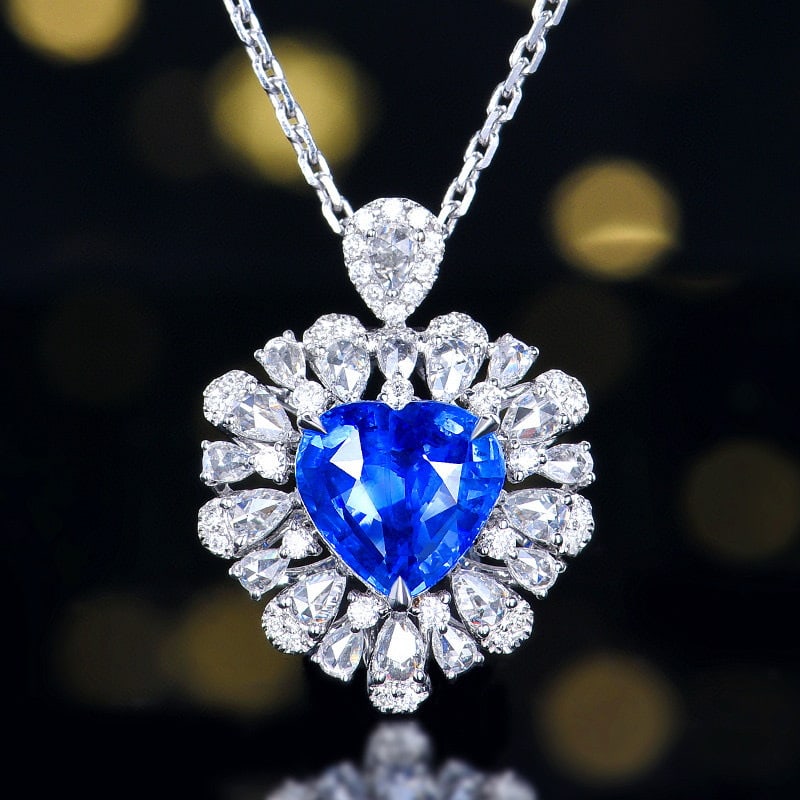 14k Gold 3.22 Ctw Natural Sapphire & Diamond Ring/pendant( Without Chain ) - 4