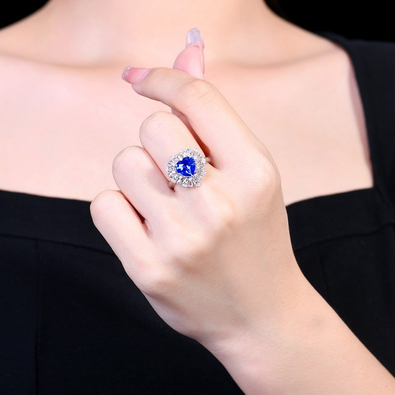 14k Gold 3.22 Ctw Natural Sapphire & Diamond Ring/pendant( Without Chain ) - 5