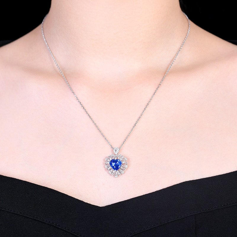 14k Gold 3.22 Ctw Natural Sapphire & Diamond Ring/pendant( Without Chain ) - 8