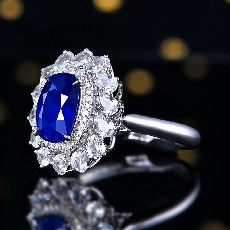 14k Gold 2.89 Ctw Natural Sapphire & Diamond Ring - 2