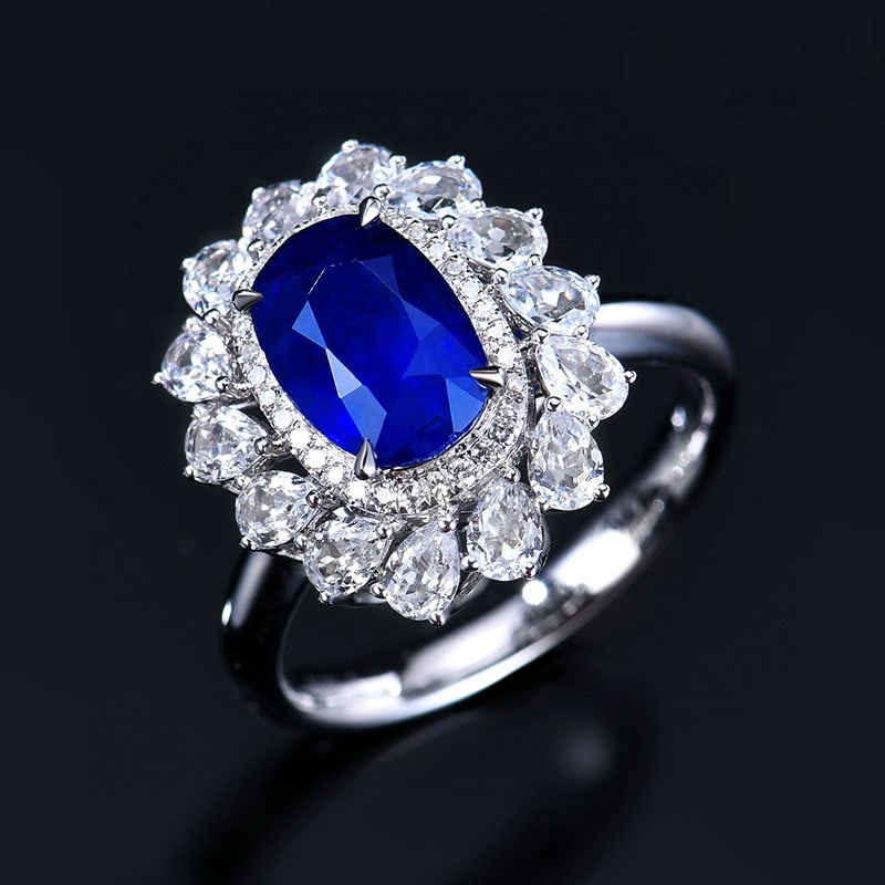 14k Gold 2.89 Ctw Natural Sapphire & Diamond Ring - 4