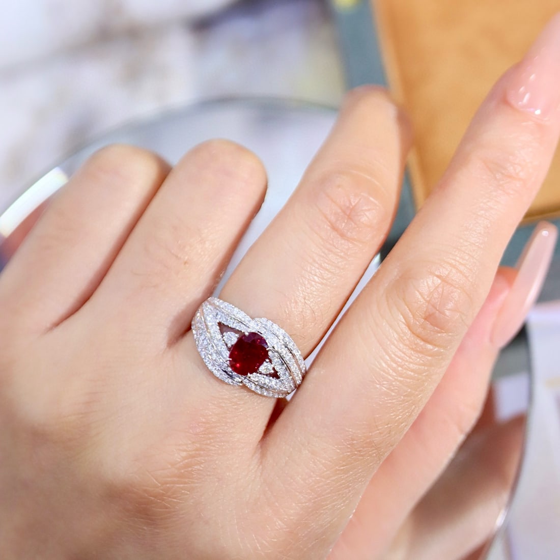 14k Gold 1.64 Ctw Vivid Red Natural Ruby & Diamond Ring - 4