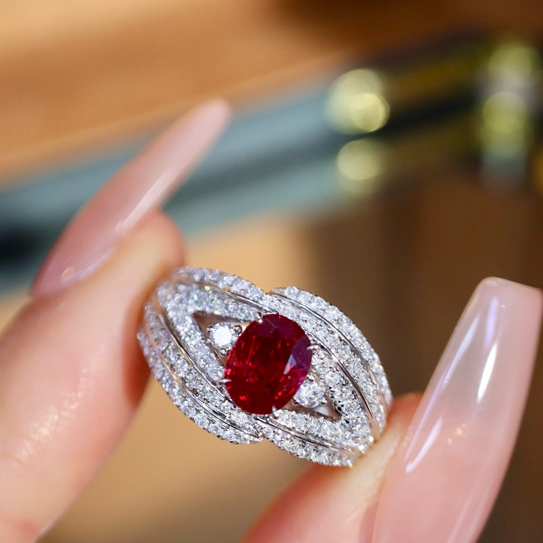 14k Gold 1.64 Ctw Vivid Red Natural Ruby & Diamond Ring - 5