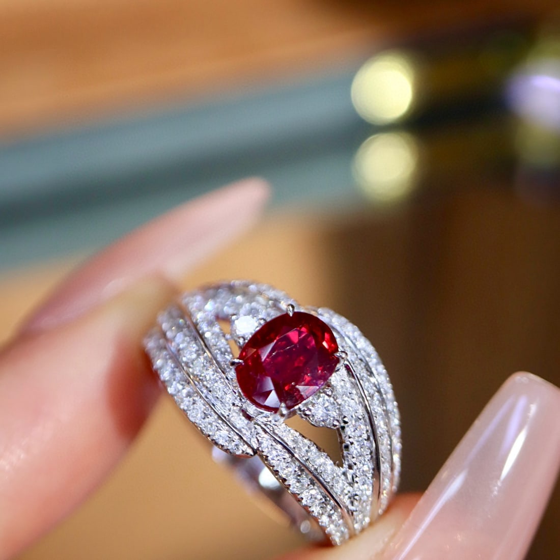 14k Gold 1.64 Ctw Vivid Red Natural Ruby & Diamond Ring - 6