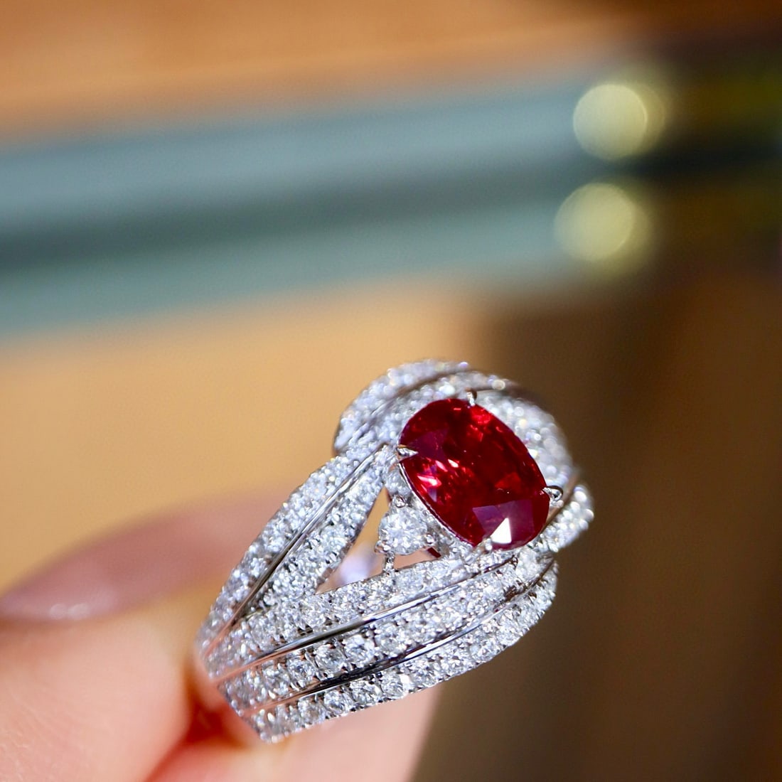 14k Gold 1.64 Ctw Vivid Red Natural Ruby & Diamond Ring - 7