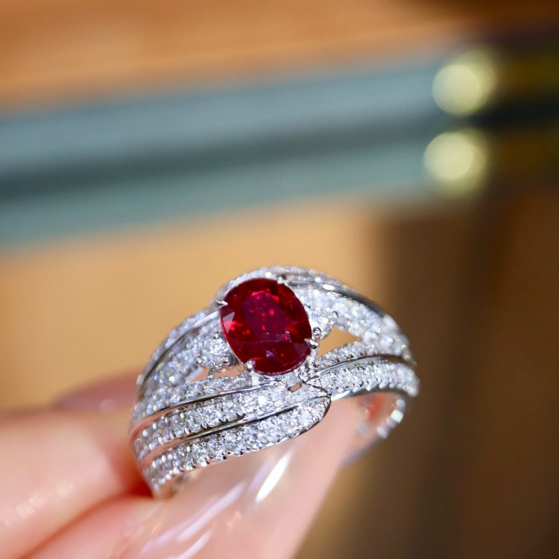 14k Gold 1.64 Ctw Vivid Red Natural Ruby & Diamond Ring - 8