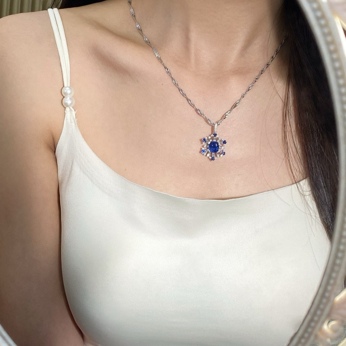 14k Gold 3.76 Ctw Natural Sapphire & Diamond Pendant( Without Chain ) - 6