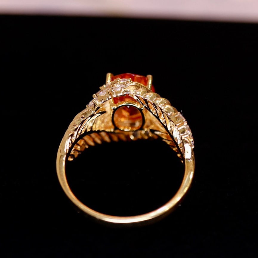 14k Gold 3.58 Ct Natural Spessartine & Diamond Ring - 5