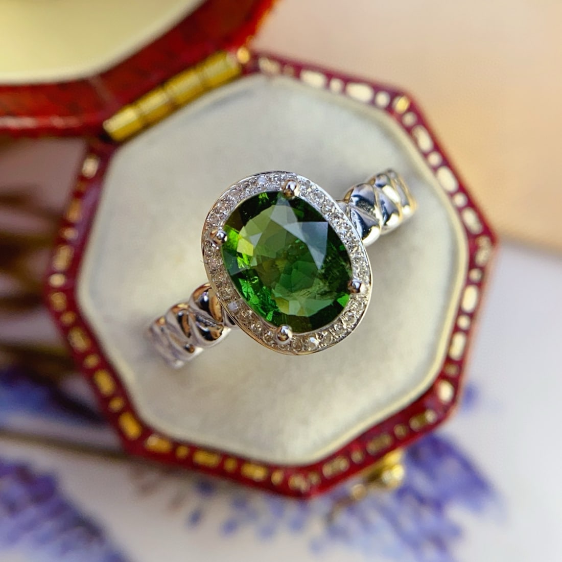 14k Gold 1.35 Ct Natural Tourmaline & Diamond Ring - 3