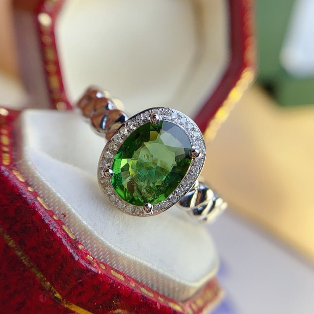 14k Gold 1.35 Ct Natural Tourmaline & Diamond Ring - 4