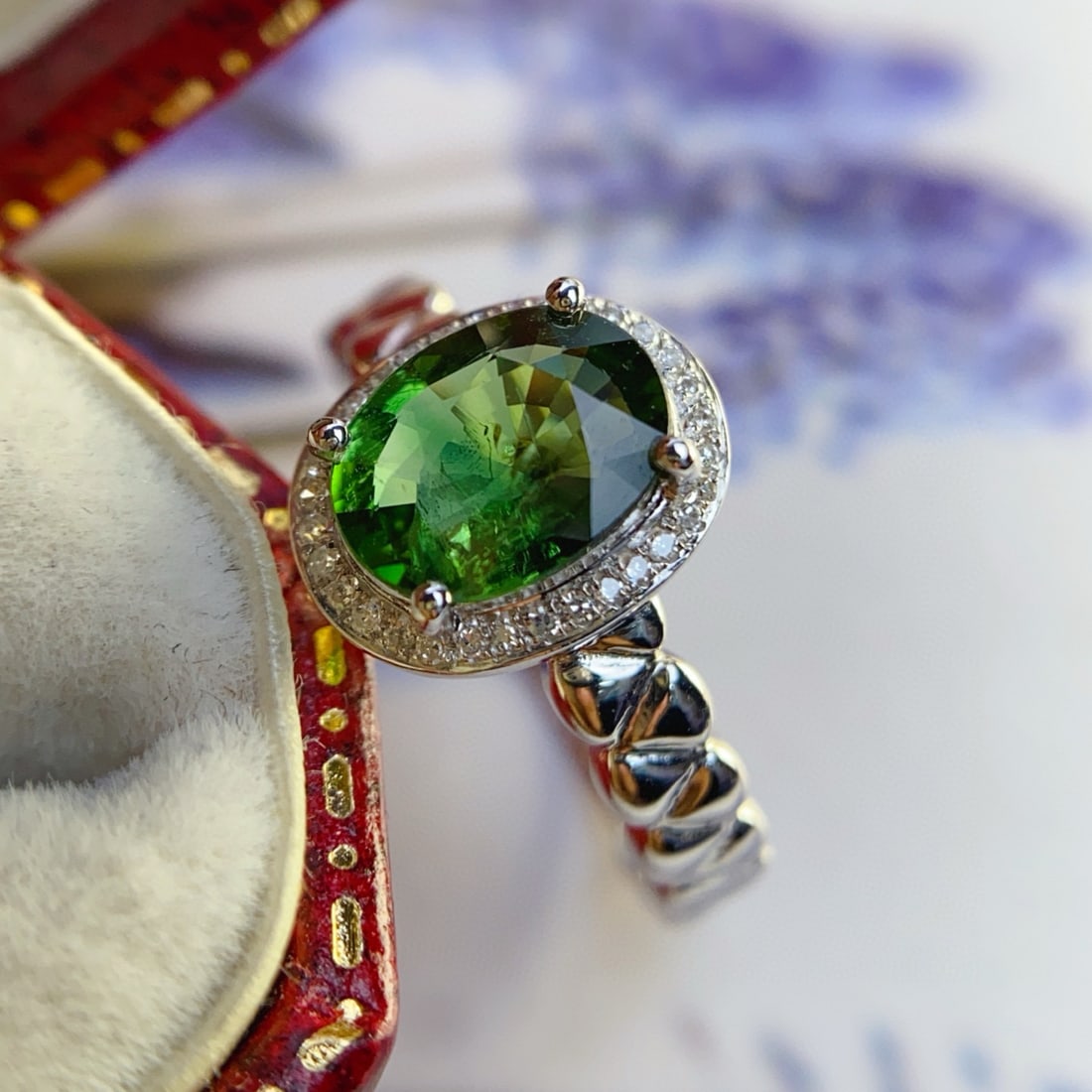 14k Gold 1.35 Ct Natural Tourmaline & Diamond Ring - 5