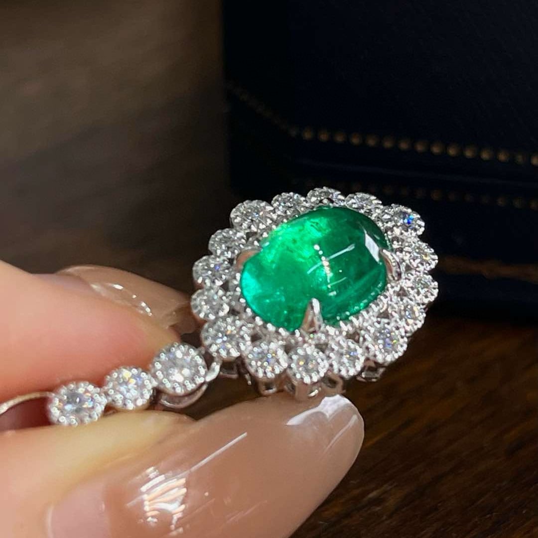 14k Gold 3.63 Ctw Natural Emerald & Diamond Pendant( Without Chain ) - 3