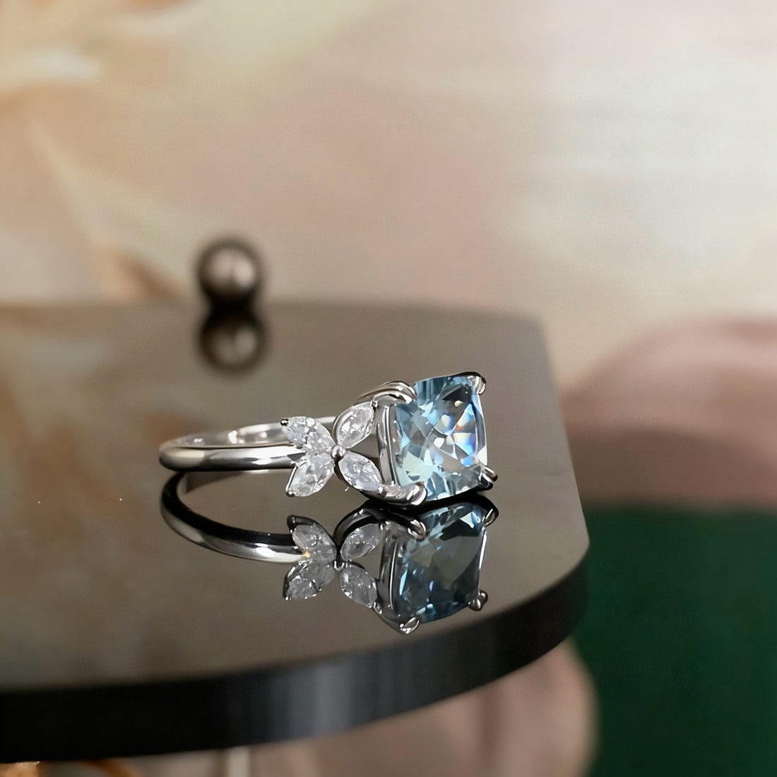 14k Gold 1.65 Ctw Natural Aquamarine & Diamond Ring - 2