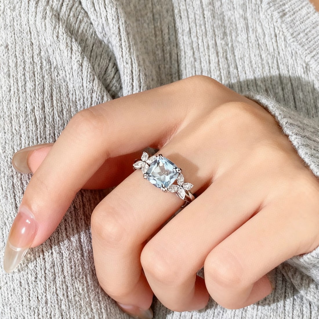14k Gold 1.65 Ctw Natural Aquamarine & Diamond Ring - 3