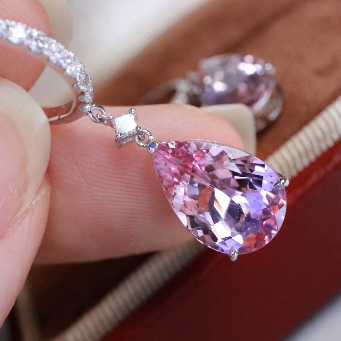 14k Gold 5.59 Ctw Natural Morganite & Diamond Earrings - 3