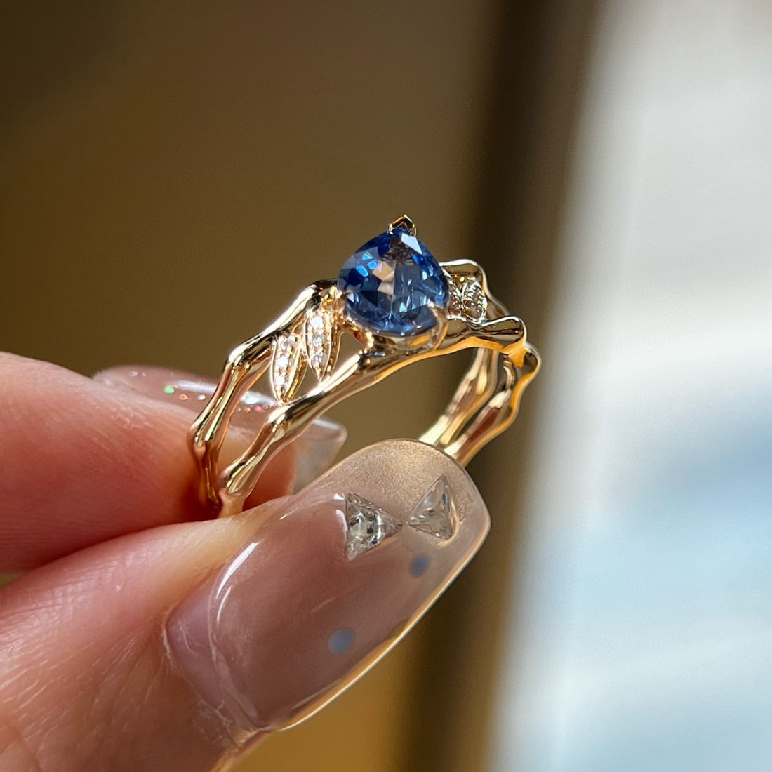 14k Gold 1.09 Ctw Natural Sapphire & Diamond Ring - 2