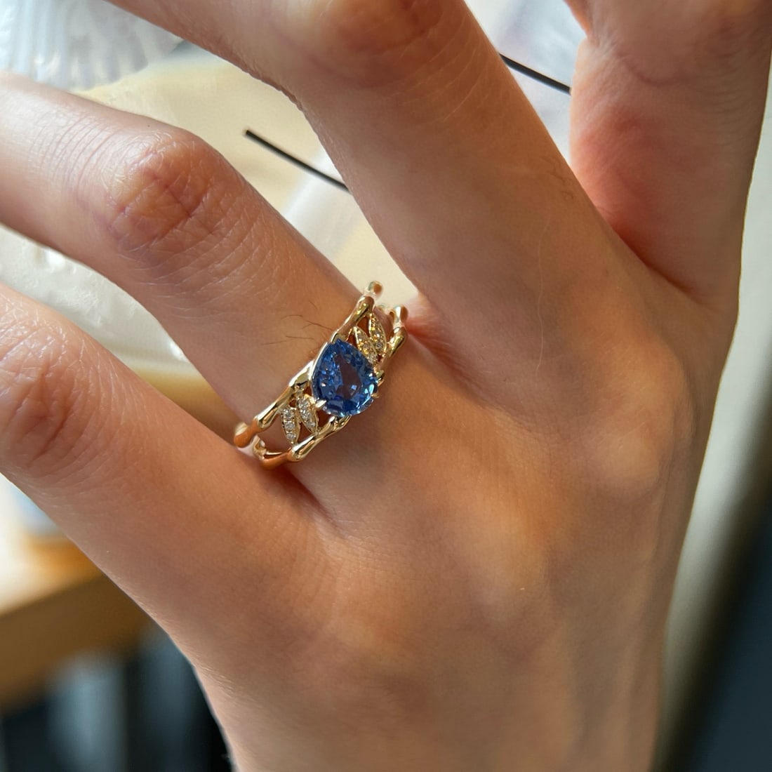 14k Gold 1.09 Ctw Natural Sapphire & Diamond Ring - 3