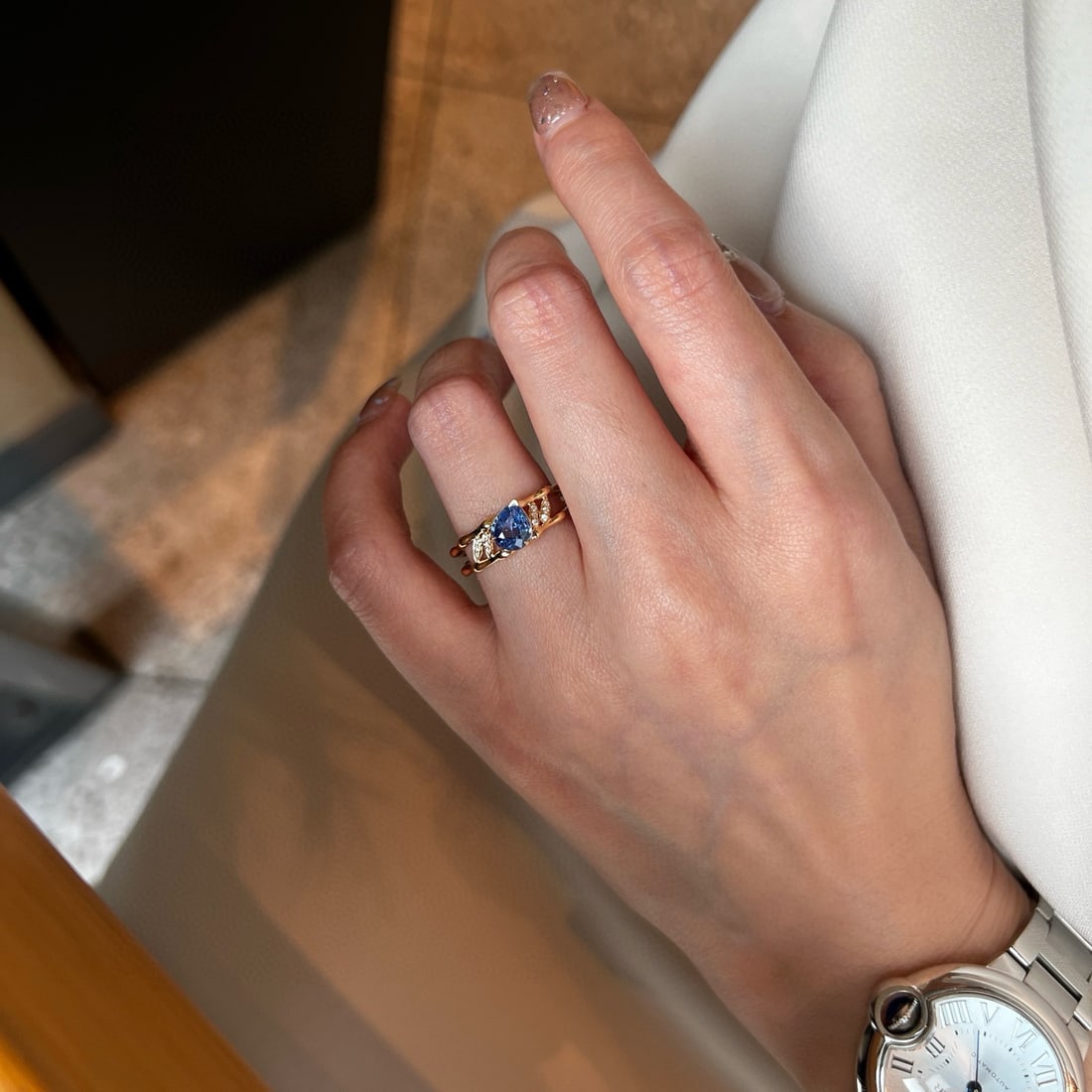 14k Gold 1.09 Ctw Natural Sapphire & Diamond Ring - 4