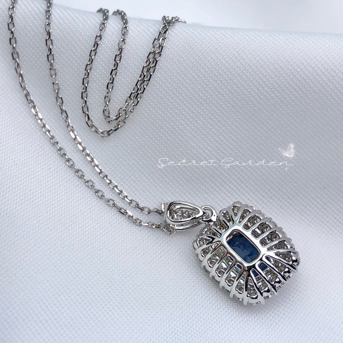 14k Gold 1.97 Ctw Natural Sapphire & Diamond Pendant( Without Chain ) - 4