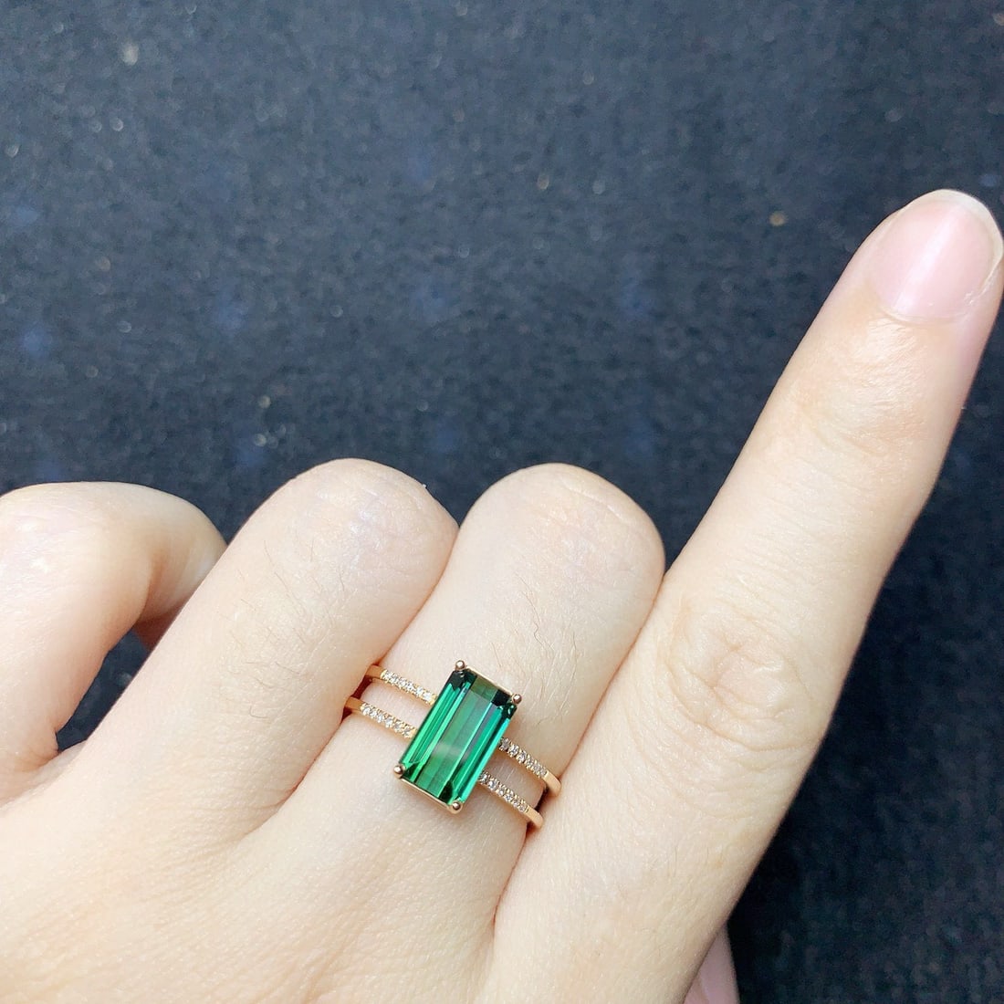 14k Gold 2.1 Ct Natural Tourmaline & Diamond Ring - 3
