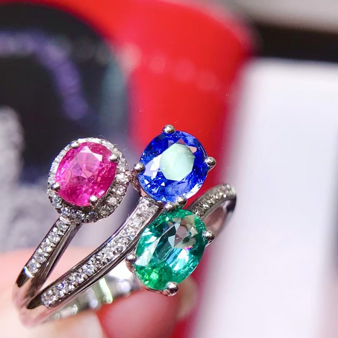 14k Gold 1.3 Ctw Natural Sapphire & Ruby Ring - 2