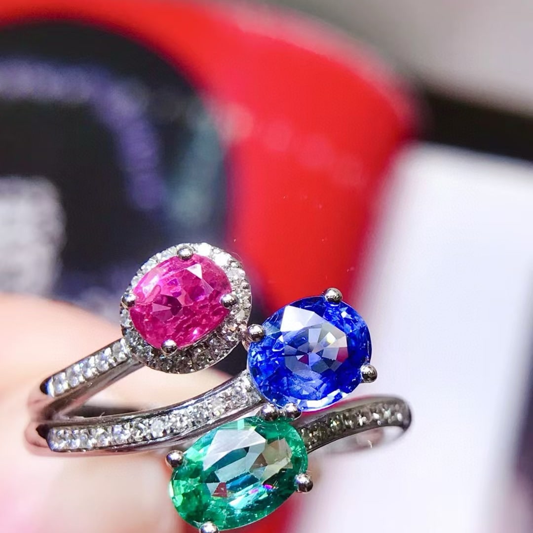 14k Gold 1.3 Ctw Natural Sapphire & Ruby Ring - 3
