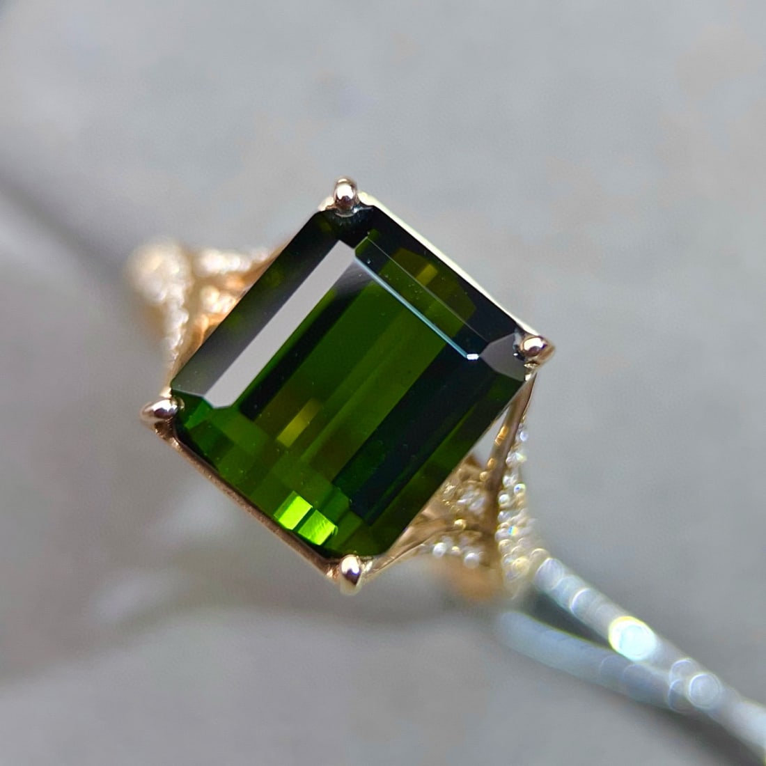 14k Gold 6.01 Ctw Natural Tourmaline & Diamond Ring - 2