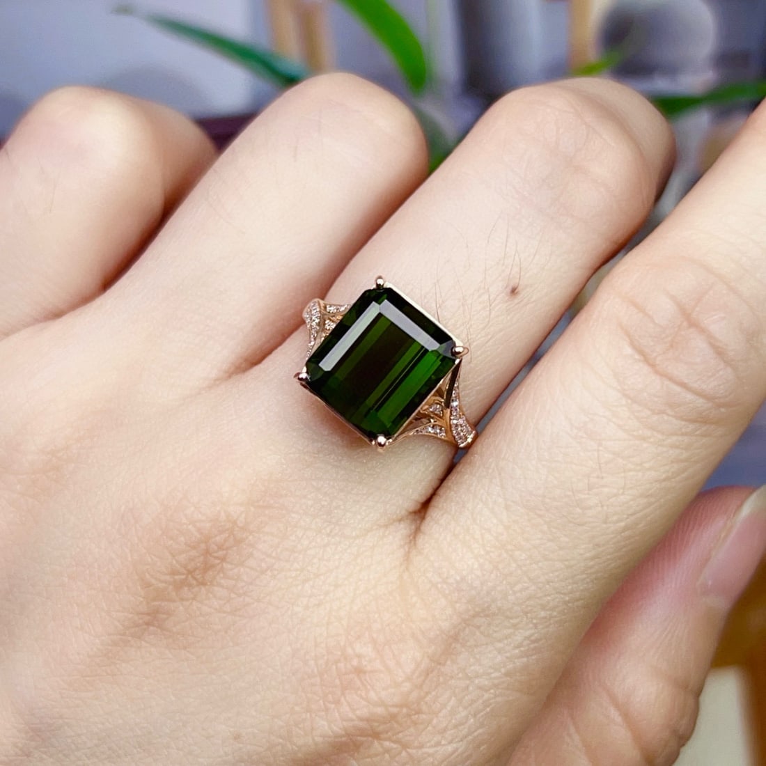 14k Gold 6.01 Ctw Natural Tourmaline & Diamond Ring - 4