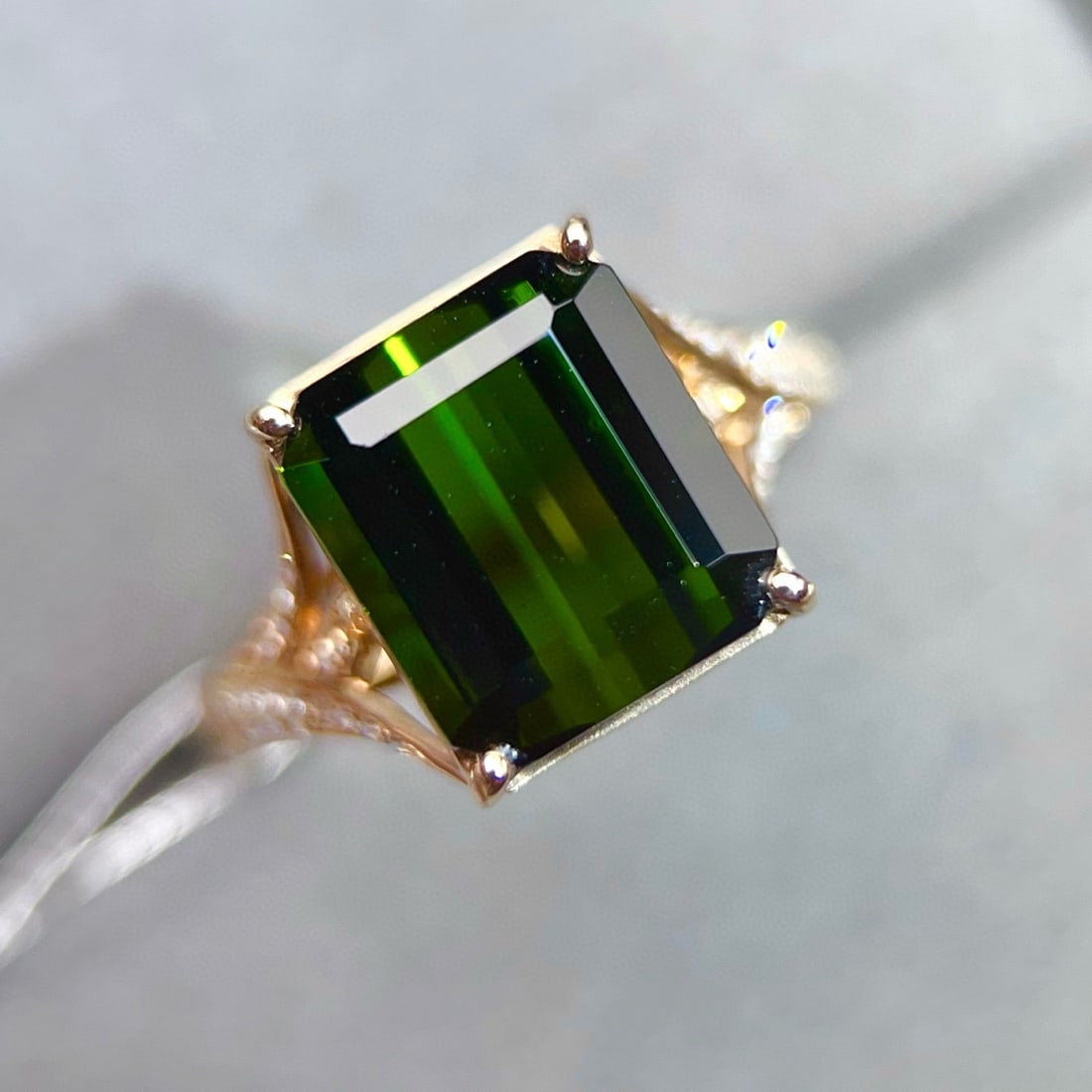 14k Gold 6.01 Ctw Natural Tourmaline & Diamond Ring - 5