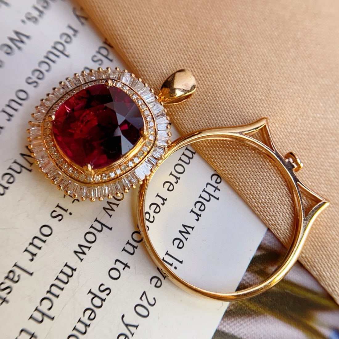 14k Gold 3.70 Ct Natural Tourmaline & Diamond Ring/pendant( Without Chain ) - 6