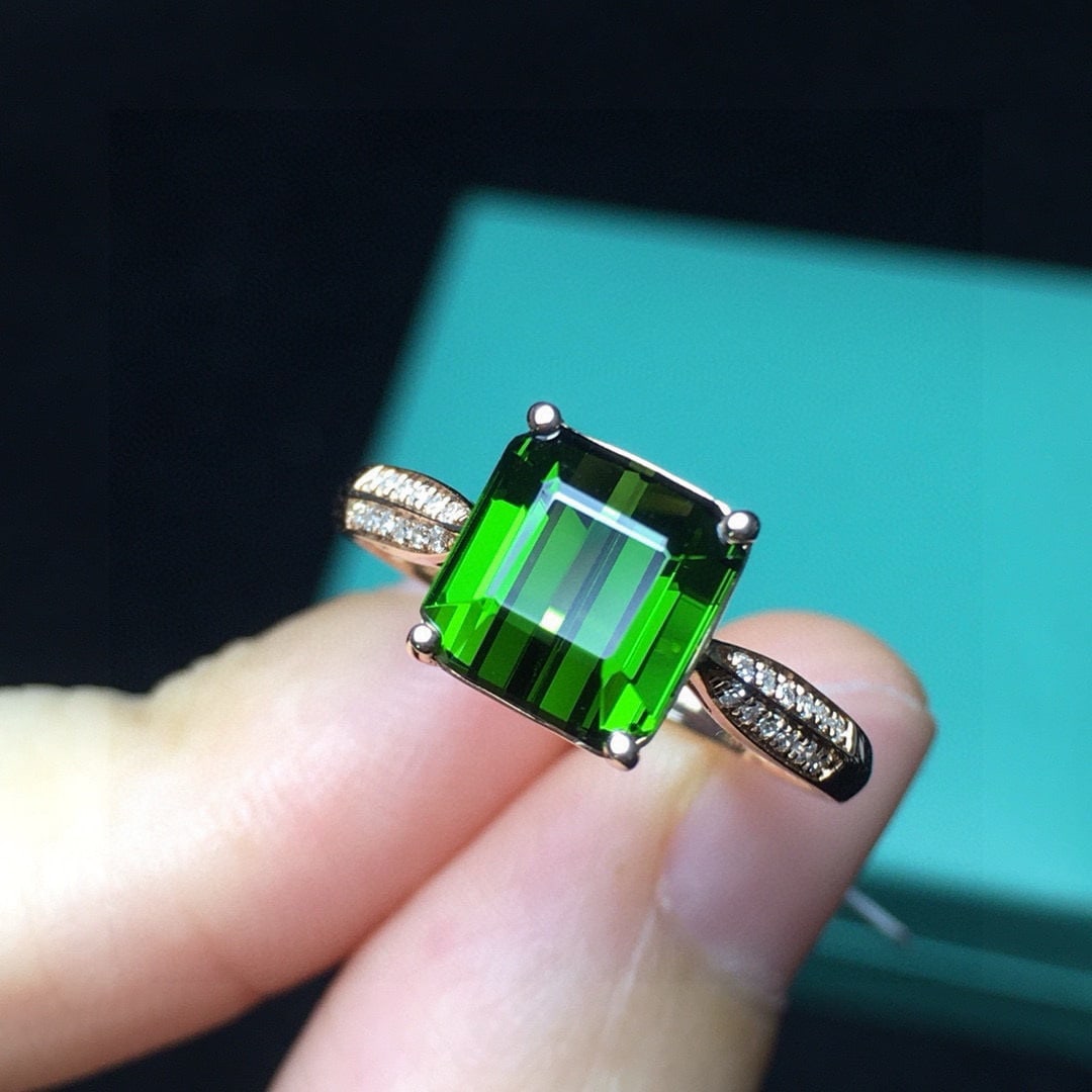 14k Gold 2.62 Ct Natural Tourmaline & Diamond Ring - 3
