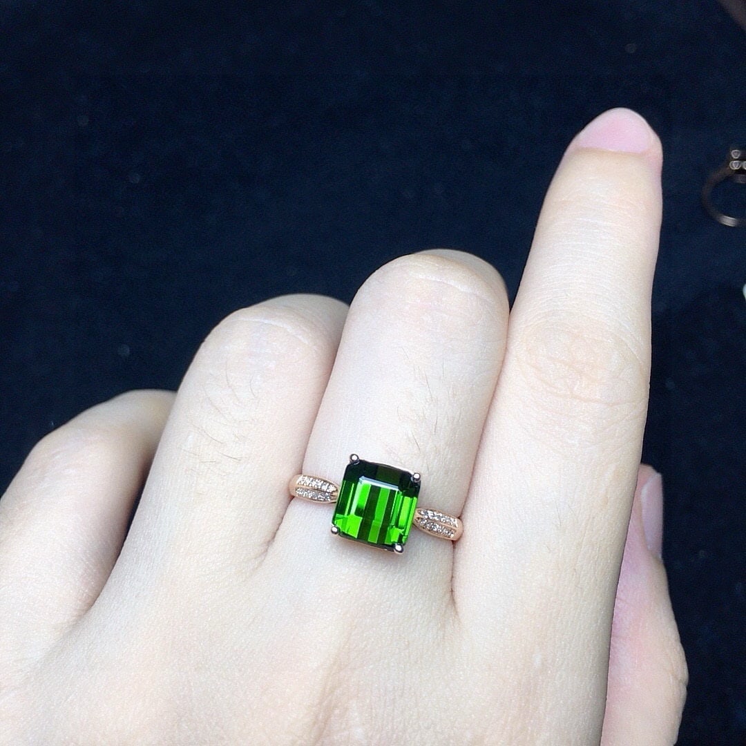 14k Gold 2.62 Ct Natural Tourmaline & Diamond Ring - 4