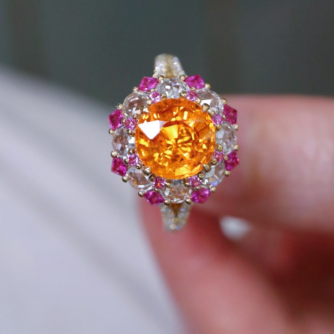 14k Gold 2.89 Ctw Natural Spessartine & Diamond Ring - 2