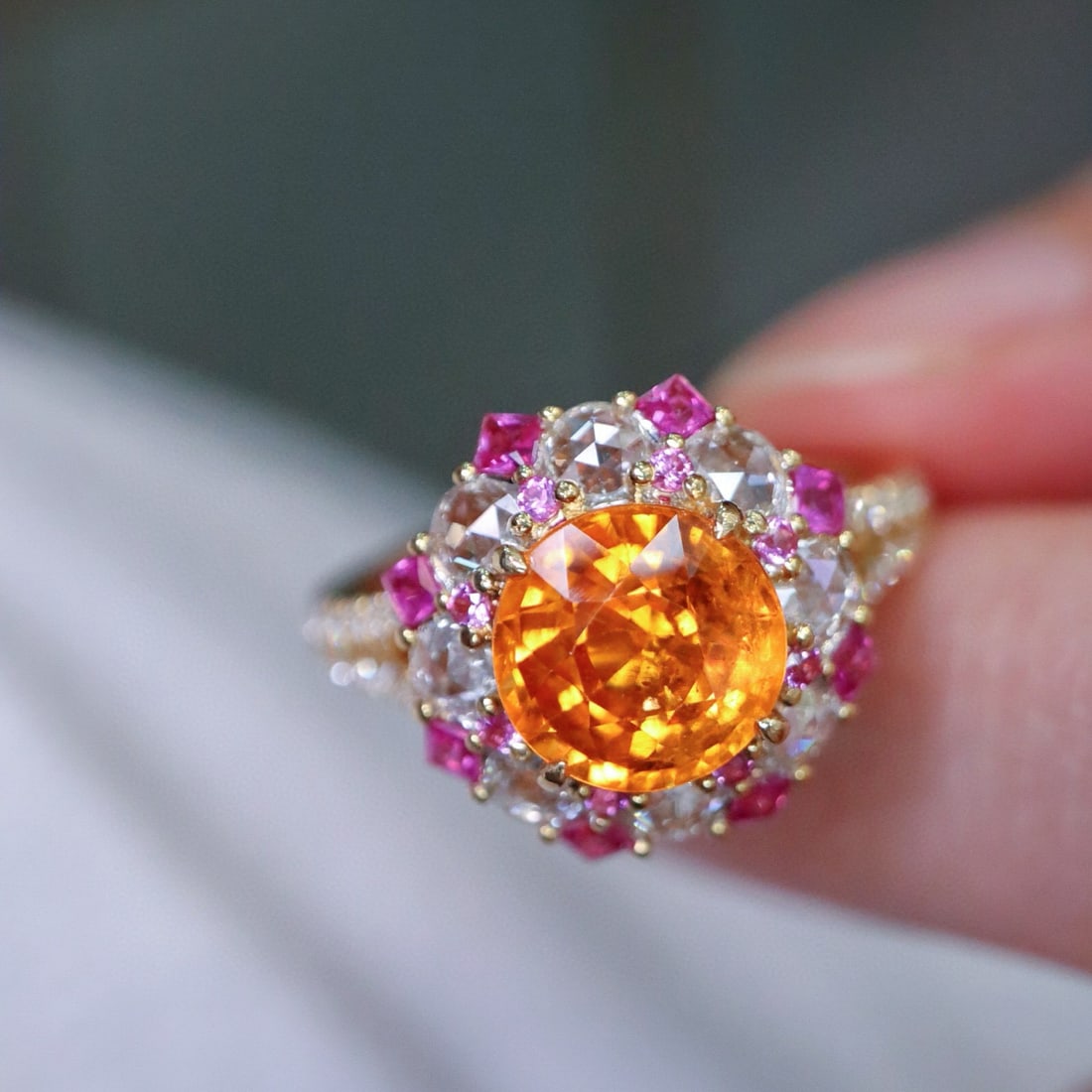 14k Gold 2.89 Ctw Natural Spessartine & Diamond Ring - 5