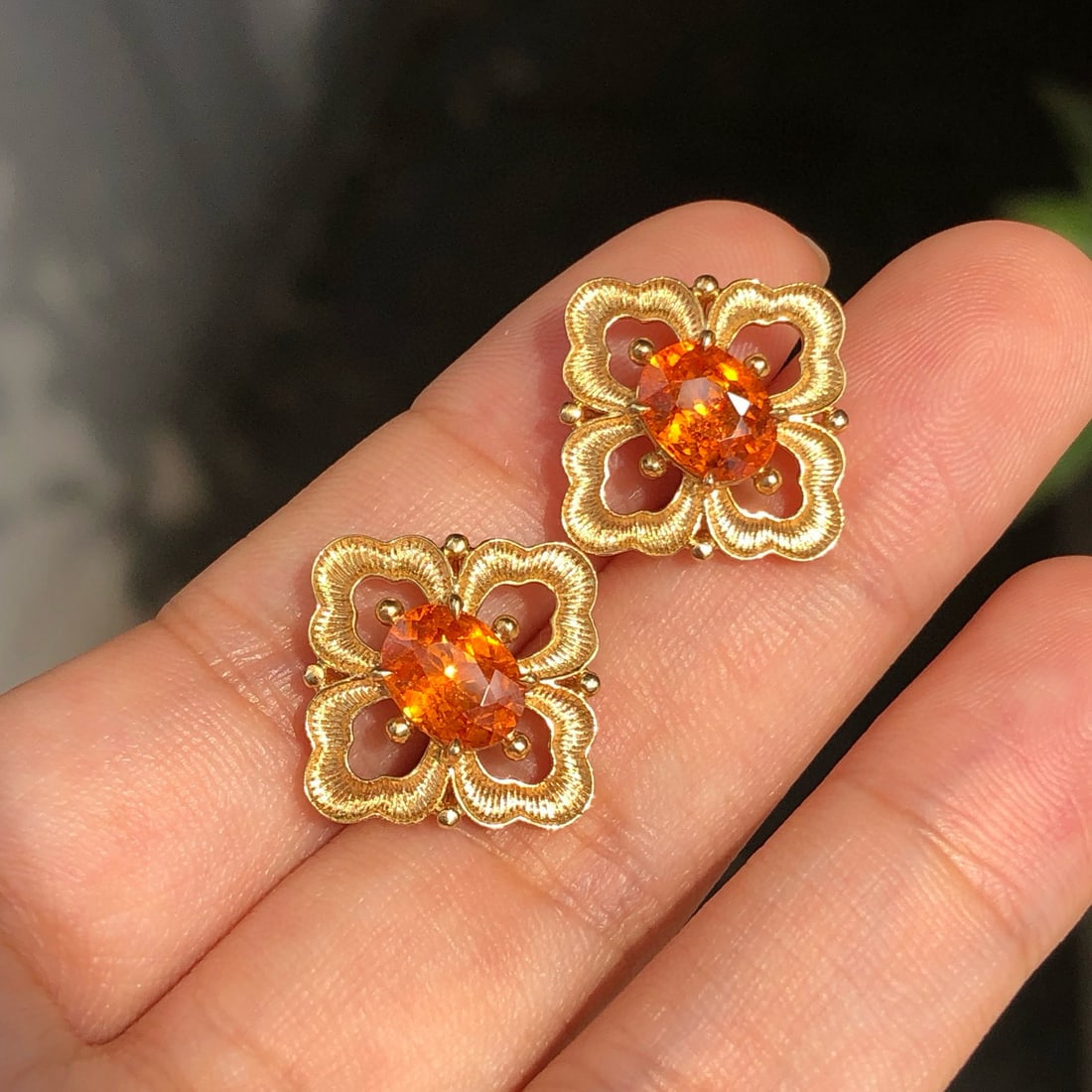 14k Gold 2.88 Ct Natural Spessartine Earrings - 2