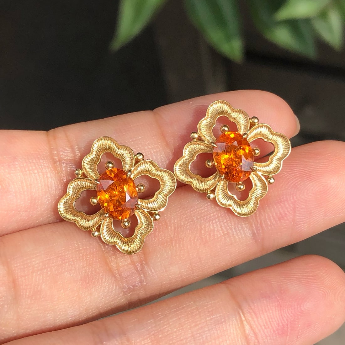 14k Gold 2.88 Ct Natural Spessartine Earrings - 3