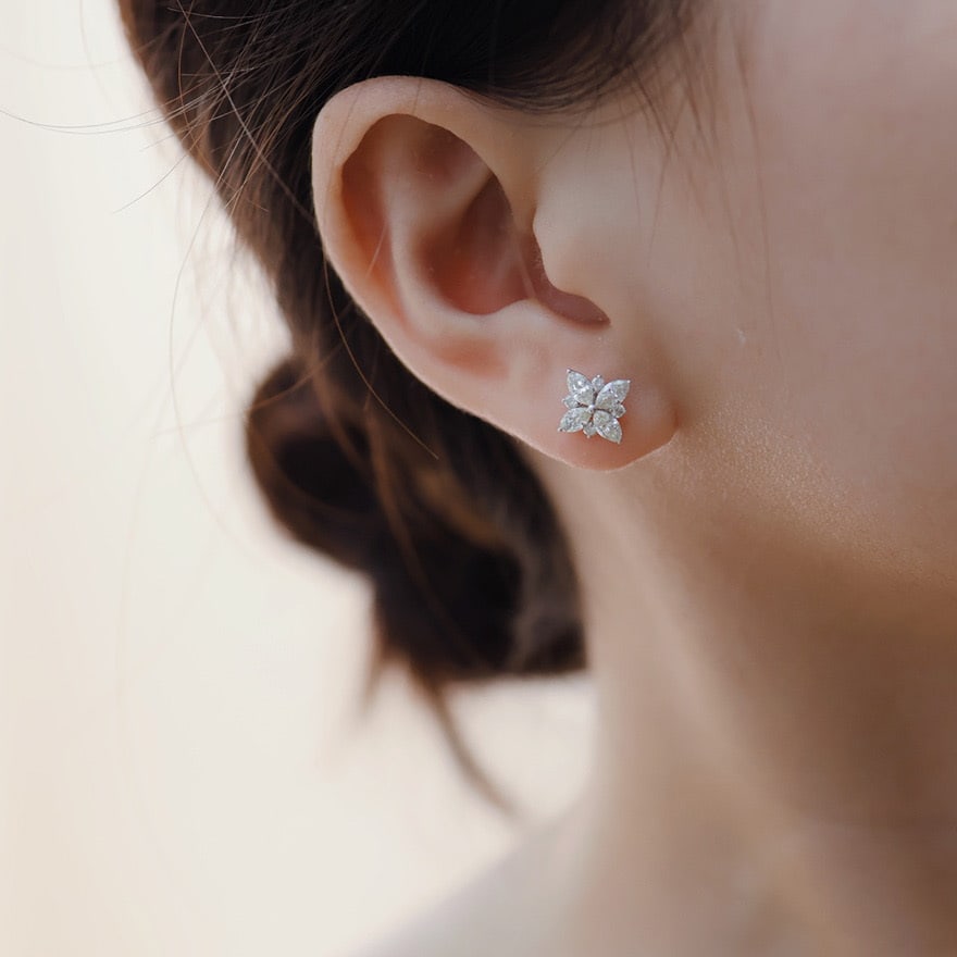 14k Gold 1.3 Ct Natural H Diamond Earrings - 2