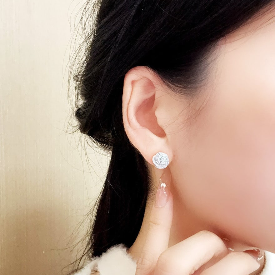 14k Gold 0.5 Ct Natural H Diamond Earrings - 4