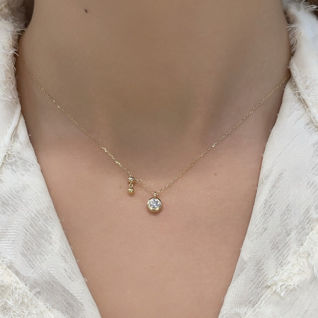 14k Gold 0.25 Ct Natural H Diamond Necklace - 5